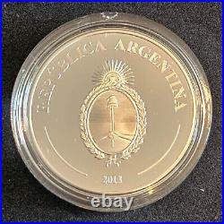 #00012 Coin Argentina fifa world cup 2014 Brazil 5 pesos proof silver. 925