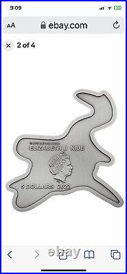 1-2022 2 oz Antique Niue Silver Jurassic World Mosasaurus Shaped Coin