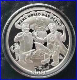 1 Oz. 999 Pure Silver Shield Proof Make World War Again Round Coin Trump Members