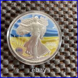 1 Oz Silver Coin 2023 American Eagle $1 Flags of the World Ukraine #108/300