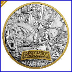 1 oz. 99.99 Pure Silver Gold-Plated Coin First World War Allies Canada (2018)