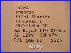 1299 Morocco 10 Dirhams Gem BU French Moroccan Africa Silver Maroc World Coin