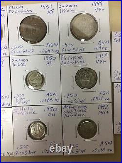 14 World SILVER Coins Collection From 10 Different Countries INVESTOR LOT