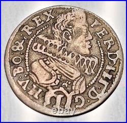1628 1 Kreuzer Ferdinand III GLATZ Rare World Silver Coin Austria German States