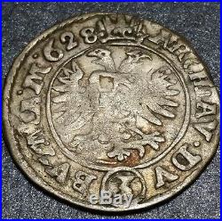 1628 Austria 3 Kreuzer King Ferdinand II Holy Roman Emperor World Silver Coin