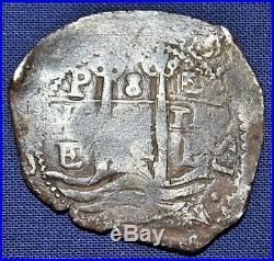 1662 Potosi E 8 Reales Spanish New World Silver Pillar & Wave Coin