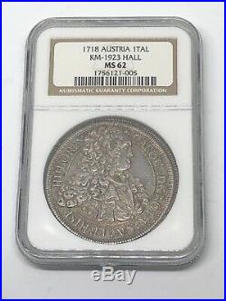 1718 Austria Thaler Tal TALER HALL NGC MS 62 Silver World Coin RARE
