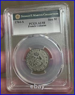 1764 French Colonies Sou Marque PCGS AU58 Sydney F Martin Collection 1764 French Colonies Sou Marque PCGS AU58 Sydney F Martin Collection