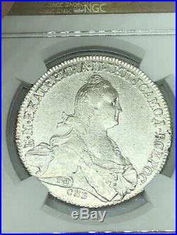 1773-CNB RY RUSSIA ROUBLE CATHERINE II NGC AU 53 Silver World Coin RARE