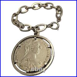 1780-1858 AUSTRIA Taler Maria Theresa, Silver Coin Sterling Silver Bracelet