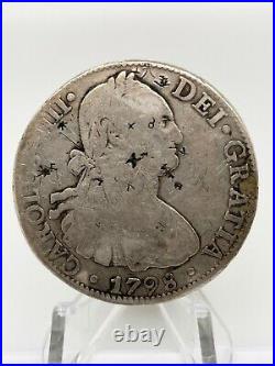 1798-MO FM Mexico 8 Reales Silver Coin With A World Chop-Marks KM #109 Scarce