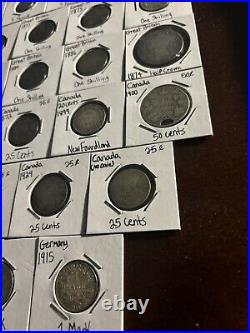 1800s/1900s Mixed World Silver Coins Lot Great Britain/Canada/Germany 30 Pcs