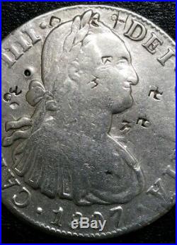 1807 TH Mexico 8 Reale Chopd Bust King Charles IV U. S. First Silver World Coin