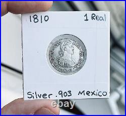 1810 Mexico 1 Real Silver. 903 Coin Fernando VII Colonial Money World Cash Rare