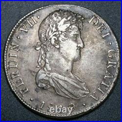 1819 PJ 8 Reale Milled Bust Colonial Potosi Mint World Silver Crown Coin