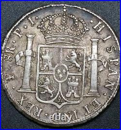 1819 PJ 8 Reale Milled Bust Colonial Potosi Mint World Silver Crown Coin