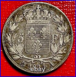 1824-A France Silver 5 Franc World Coin. ENN Coins