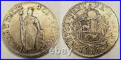 1834LIMAE-MM Peruvian 8 Reales World Silver Coin Peru