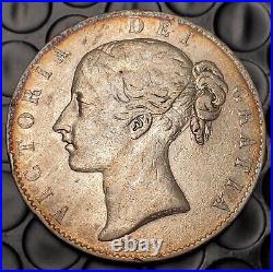 1844 Great Britain Silver Crown Large World Coin Vf/Xf Toned Rare Coin