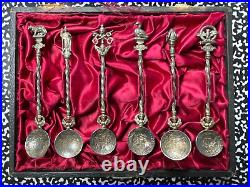 1850 Papal States Rome Artisan Crafted Silver Spoons With Roman Coins Lot#B2062