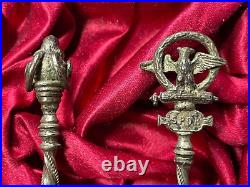 1850 Papal States Rome Artisan Crafted Silver Spoons With Roman Coins Lot#B2062