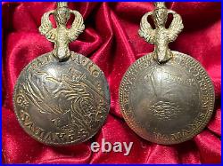 1850 Papal States Rome Artisan Crafted Silver Spoons With Roman Coins Lot#B2062