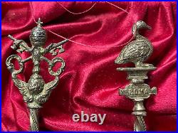 1850 Papal States Rome Artisan Crafted Silver Spoons With Roman Coins Lot#B2062