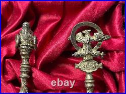 1850 Papal States Rome Artisan Crafted Silver Spoons With Roman Coins Lot#B2062