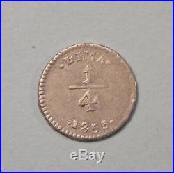 1855 Peru 1/4 Real Silver World Coin South America Lima RARE Llama Alpaca
