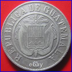 1870-R GUATEMALA 50 CENTAVOS SILVER RARE COLLECTABLE WORLD COIN 31mm