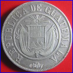 1870-R GUATEMALA 50 CENTAVOS SILVER RARE COLLECTABLE WORLD COIN 31mm