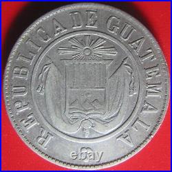 1870-R GUATEMALA 50 CENTAVOS SILVER RARE COLLECTABLE WORLD COIN 31mm