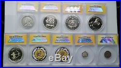 1888-2002 Mixed Lot of 9 ANACS Graded World Coins Nice Mix Silver & Clad