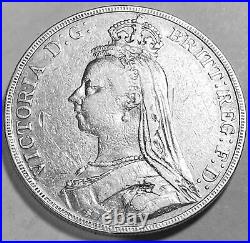 1889 Crown GREAT BRITAIN Queen Victoria World Silver Coin Choice