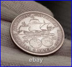 1893 SILVER coin Columbian Fair 1/2 Half Dollar cob Columbus SANTA MARIA ship 1893 SILVER coin Columbian Fair 1/2 Half Dollar cob Columbus SANTA MARIA ship