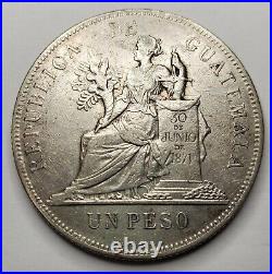 1894 Guatemala Peso Silver World Coin