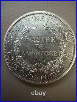 1895-A French Indo-China 1 Piastre World Silver Coin Vietnam