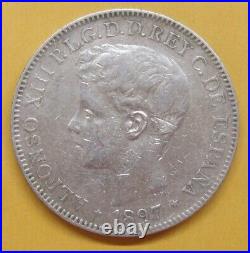 1897 Philippines 1 Peso World Silver Coin Take a Look