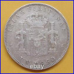 1897 Philippines 1 Peso World Silver Coin Take a Look