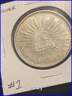 1898 Mo a. M. Mexico one peso world silver coin #1. Mexican un peso