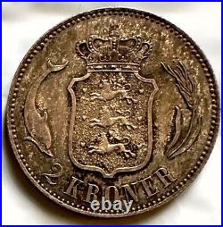 1899 Denmark 2 Kroner KM-798.2 World Coin Silver