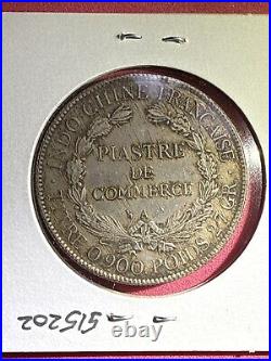 1900-A French Indo-China 1 Piastre World Silver Coin Good Letter Detail