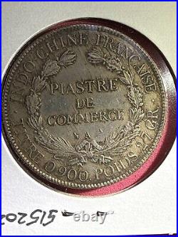 1900-A French Indo-China 1 Piastre World Silver Coin Good Letter Detail