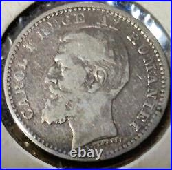 1900 romania 50 bani carol 1/2 leu eastern europe rare silver world coin