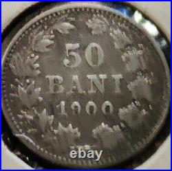 1900 romania 50 bani carol 1/2 leu eastern europe rare silver world coin