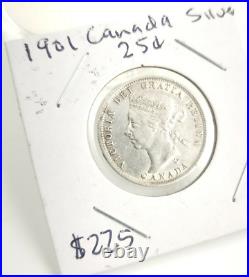 1901 Canada Silver 25 Cents World Coins Collectables