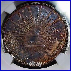 1901 Mexico MO AM Libertad Peso World Silver Coin NGC Monster Toned Toning AU 58