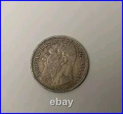 1904 Belgian 1 Franc World Silver Coin Belgium