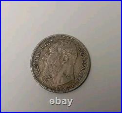 1904 Belgian 1 Franc World Silver Coin Belgium