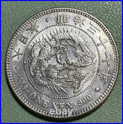 1904 Japan (Yr. 37) 1 One Yen Silver KM Y#A25.3 World Silver Coin